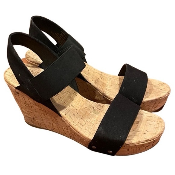 Lucky Brand "Malliah" Wedge Platform Sandal - Black - Picture 1 of 6
